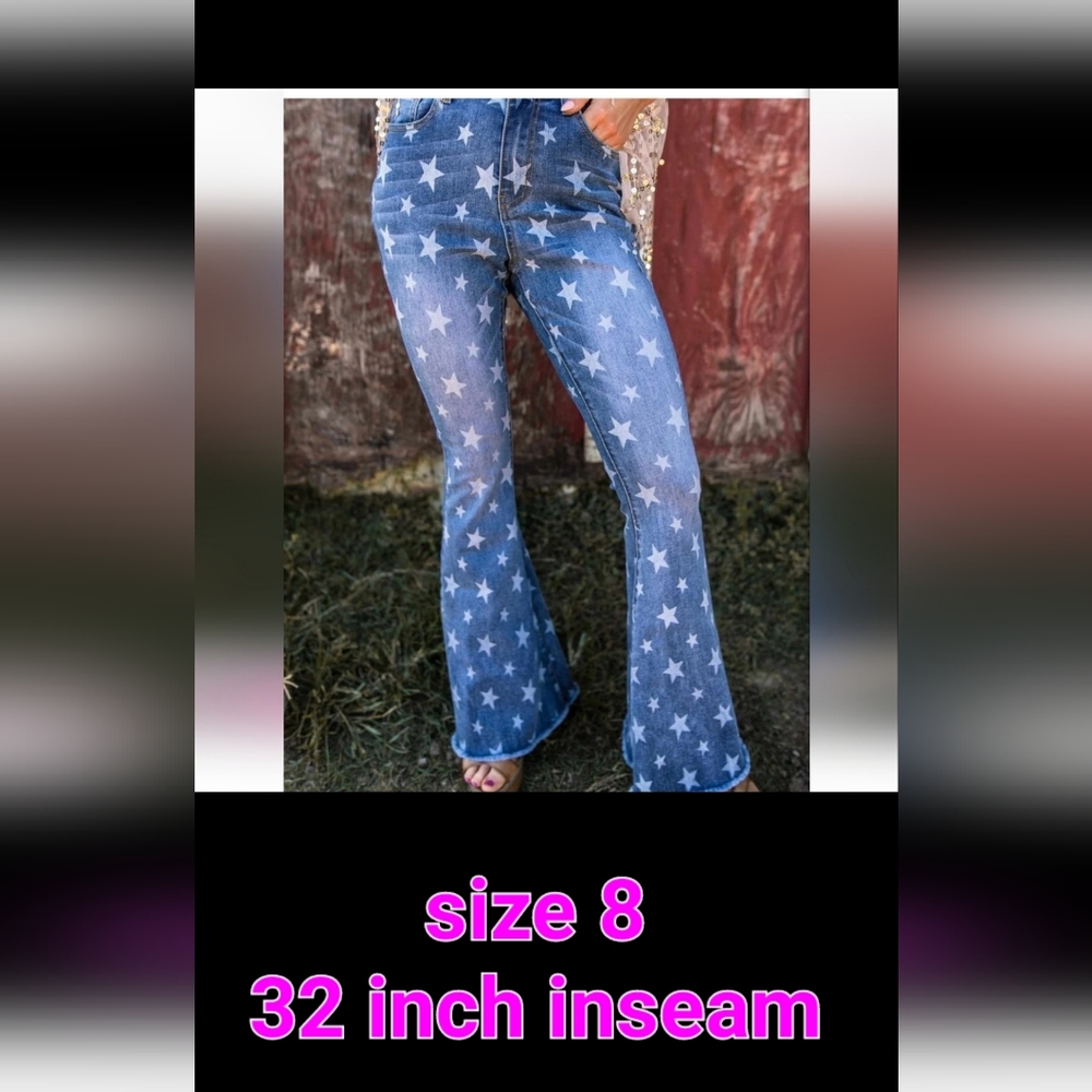 Southern Fried Chics star flare jeans .